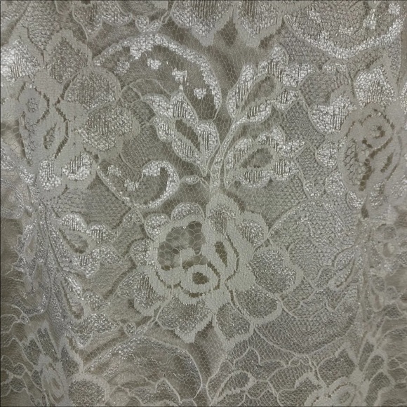 Leslie Fay sleeveless 
Beautiful lace dress with layered ruffles on the end. - Picture 11 of 12